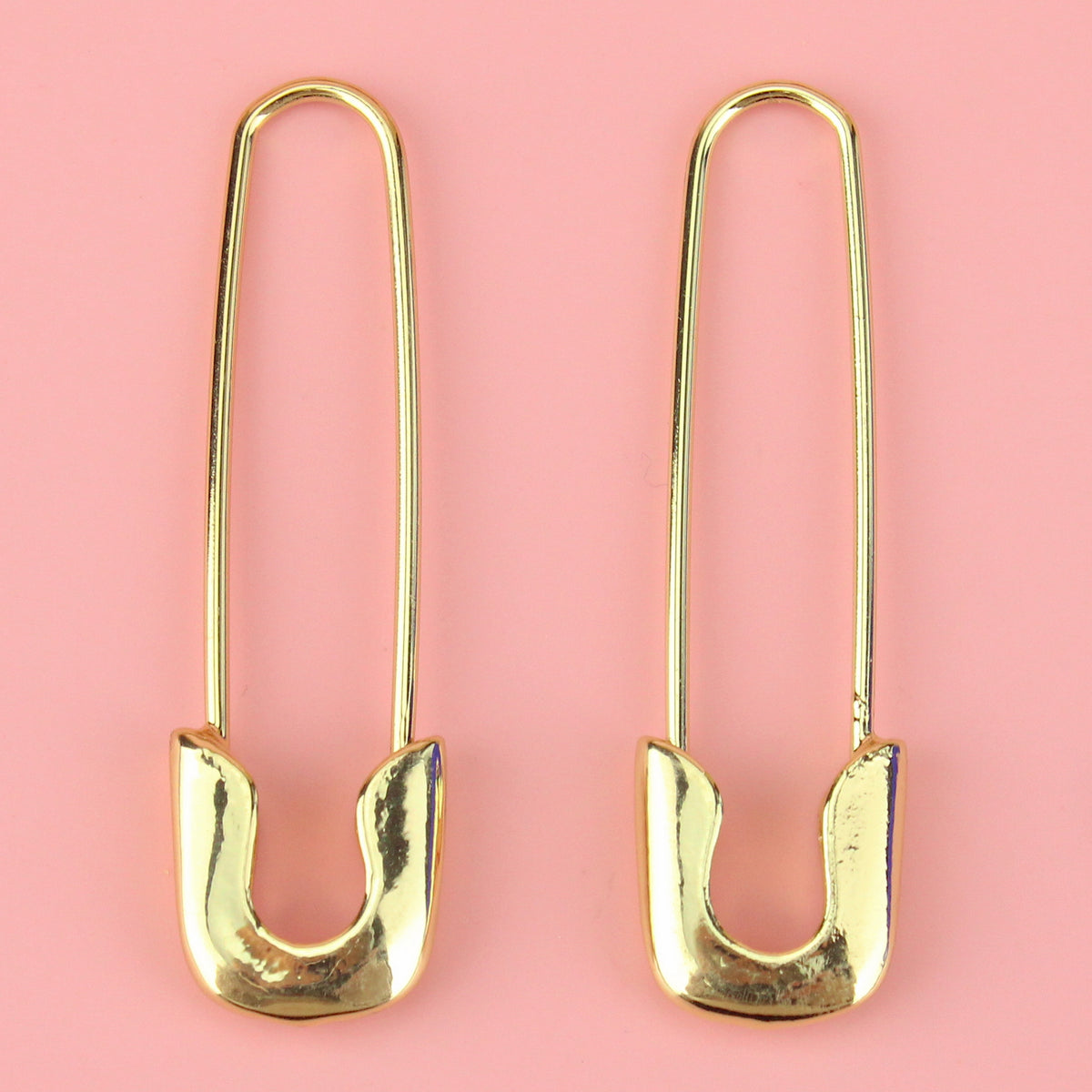 Solid gold clearance safety pin earrings