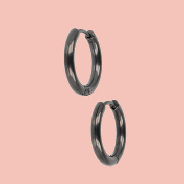 17mm Stainless Steel Hoop Earrings (Black