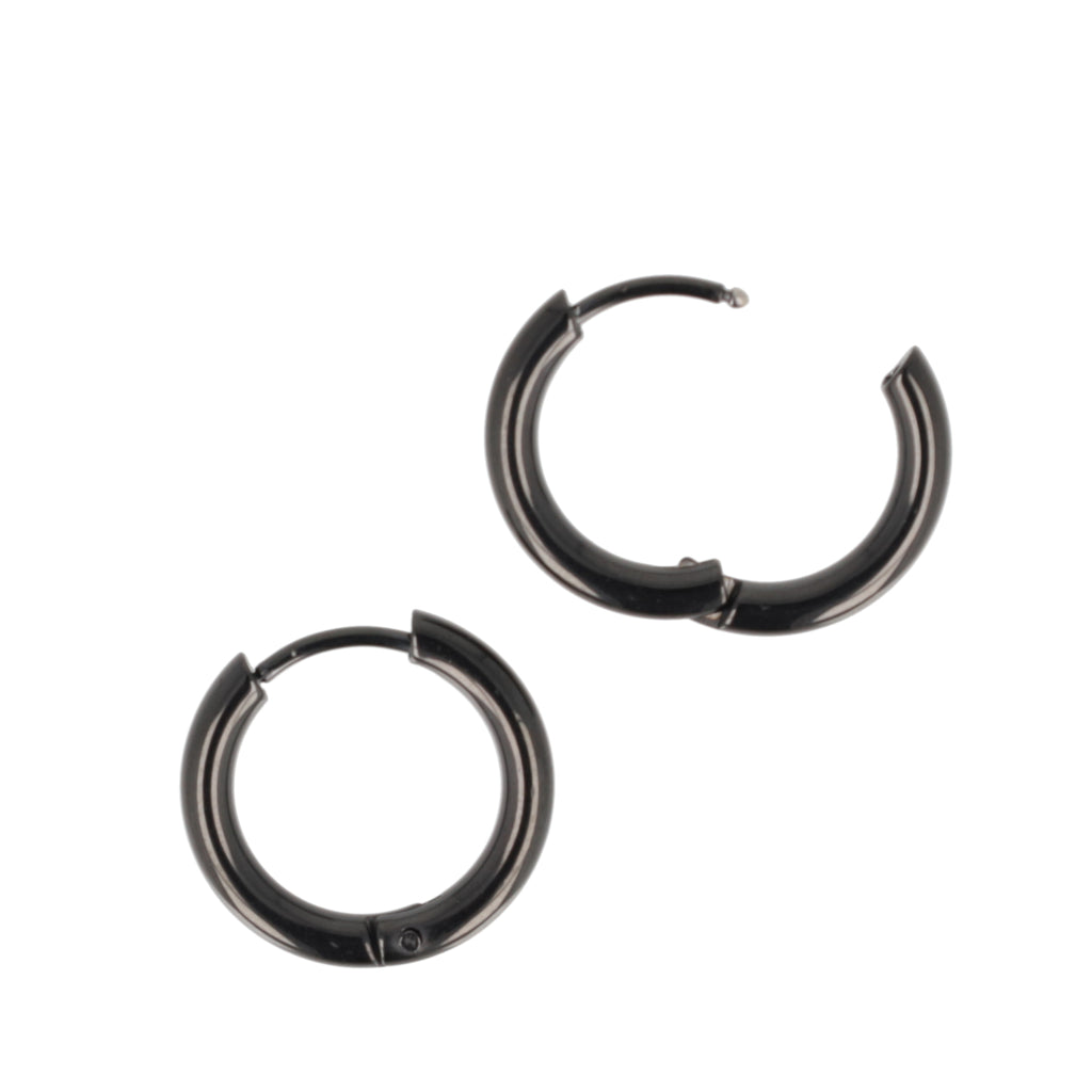 17mm Stainless Steel Hoop Earrings (Black