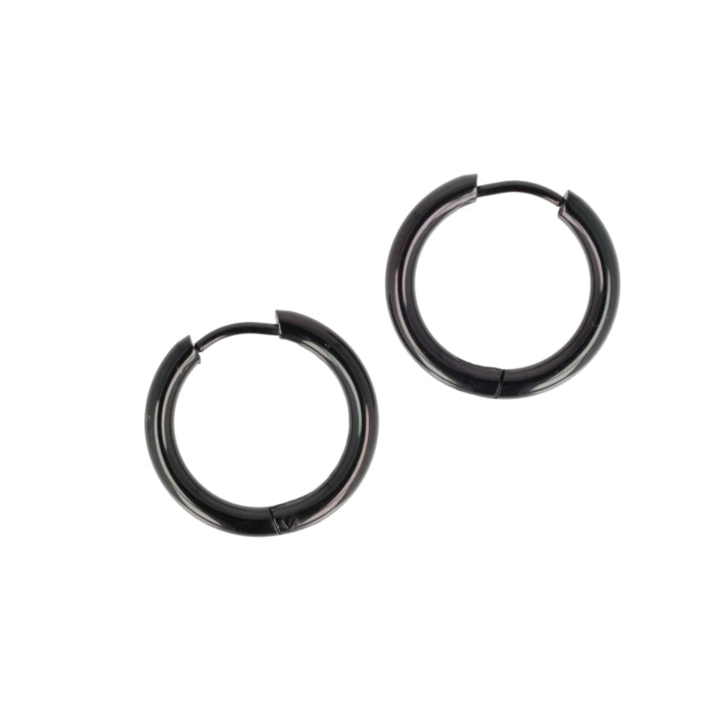 19mm Stainless Steel Hoop Earrings (Black