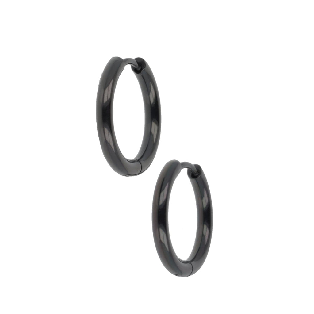 19mm Stainless Steel Hoop Earrings (Black