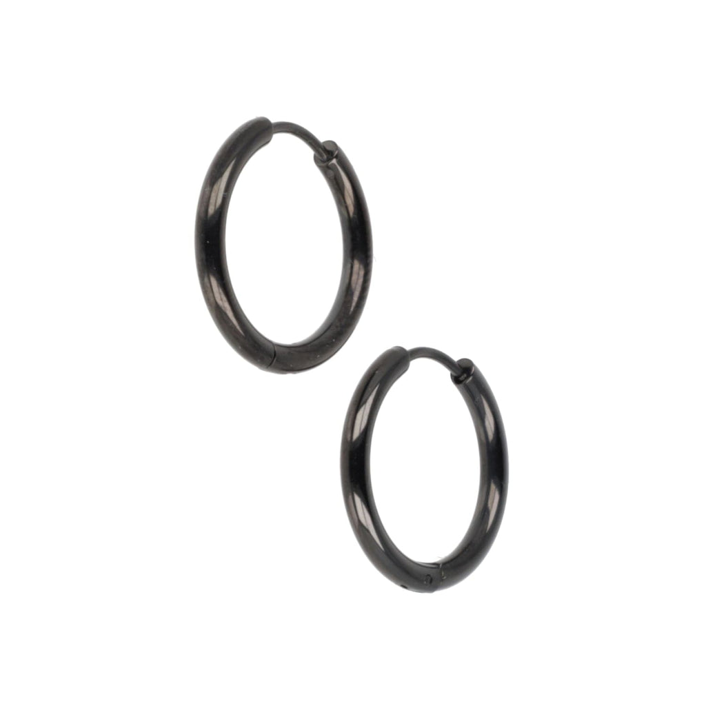 21mm Stainless Steel Hoop Earrings (Black)