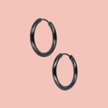 21mm Stainless Steel Hoop Earrings (Black)