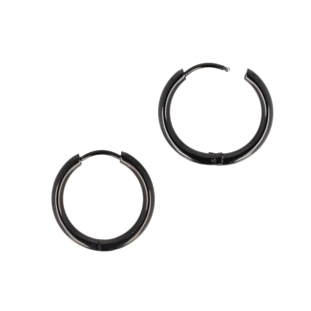 21mm Stainless Steel Hoop Earrings (Black)