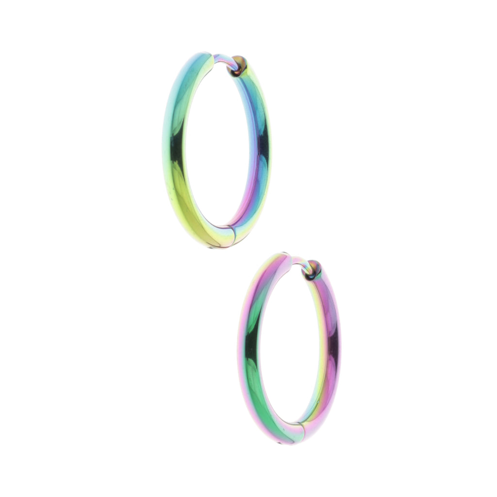 21mm Stainless Steel Rainbow Hoop Earrings