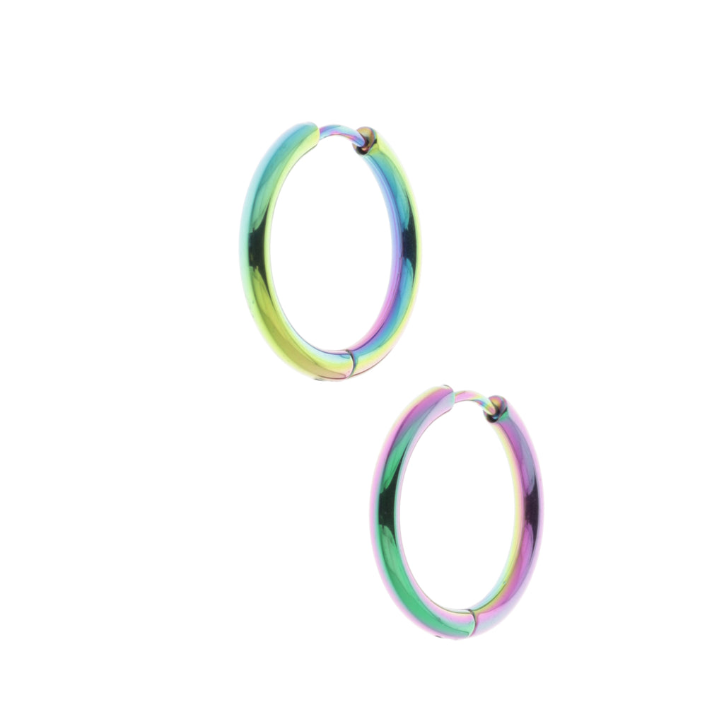 21mm Stainless Steel Rainbow Hoop Earrings