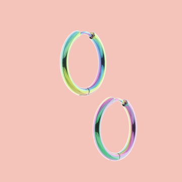 21mm Stainless Steel Rainbow Hoop Earrings