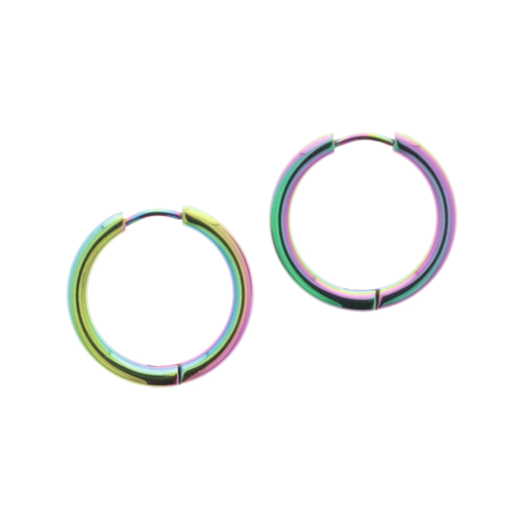 21mm Stainless Steel Rainbow Hoop Earrings