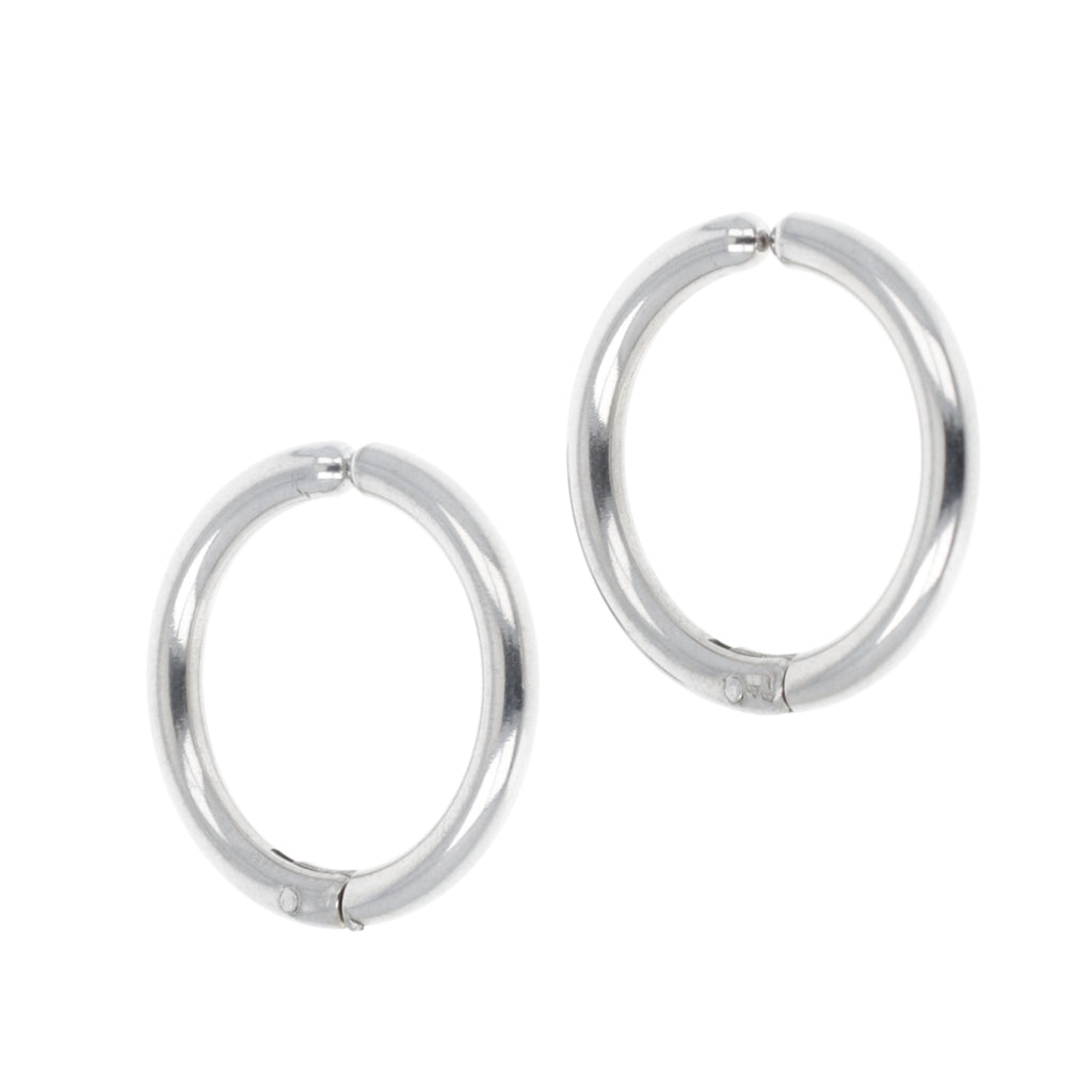 21mm stainless steel clip on hoop earrings