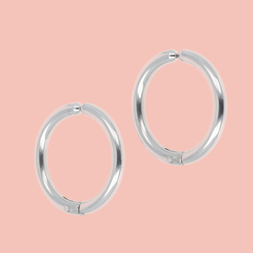 21mm stainless steel clip on hoop earrings