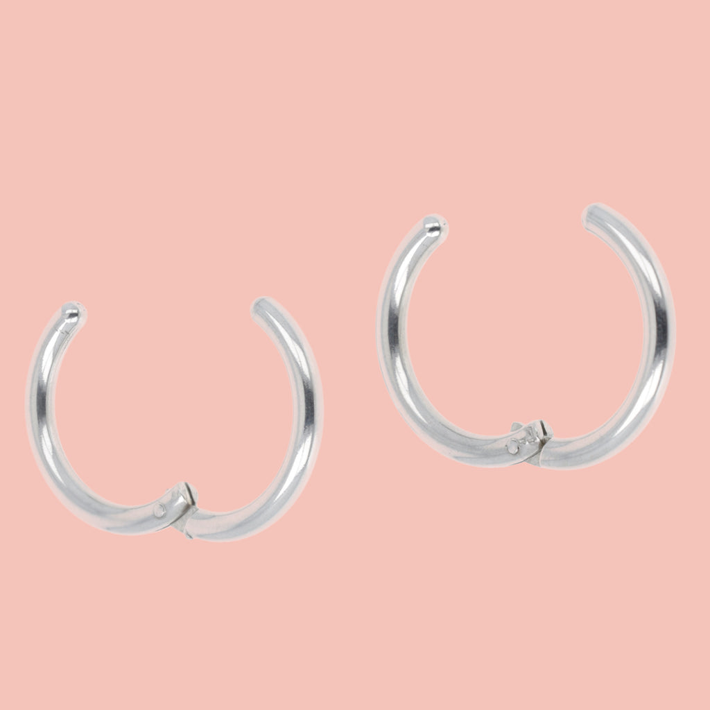 21mm stainless steel clip on hoop earrings