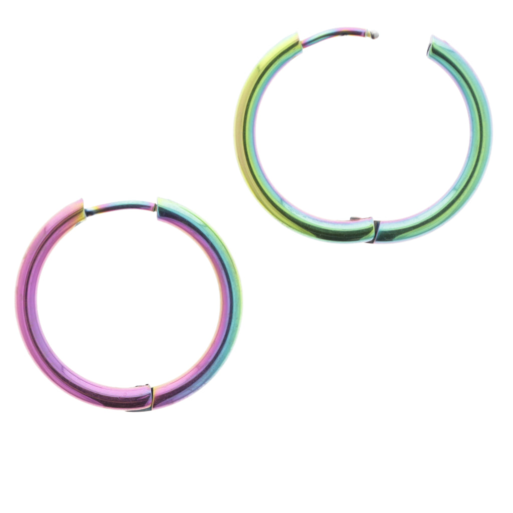 21mm Stainless Steel Rainbow Hoop Earrings