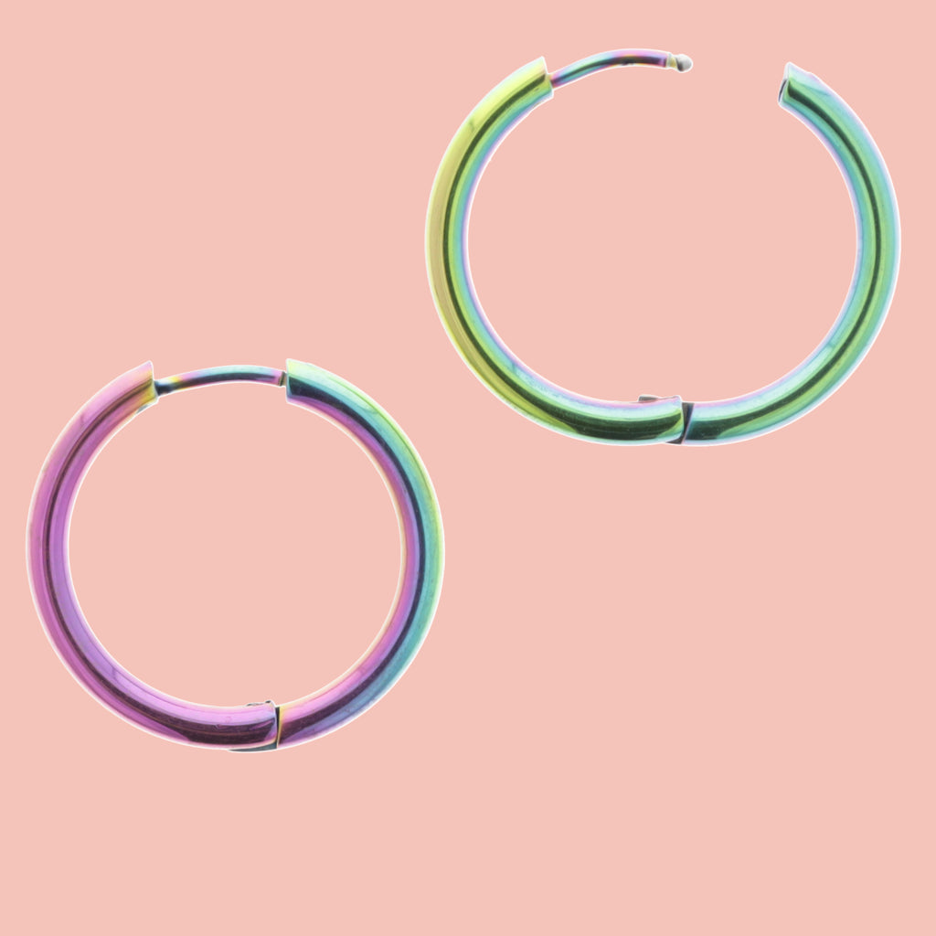 21mm Stainless Steel Rainbow Hoop Earrings