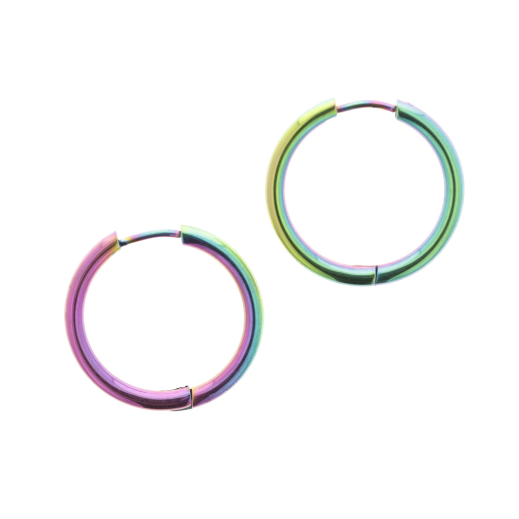 21mm Stainless Steel Rainbow Hoop Earrings