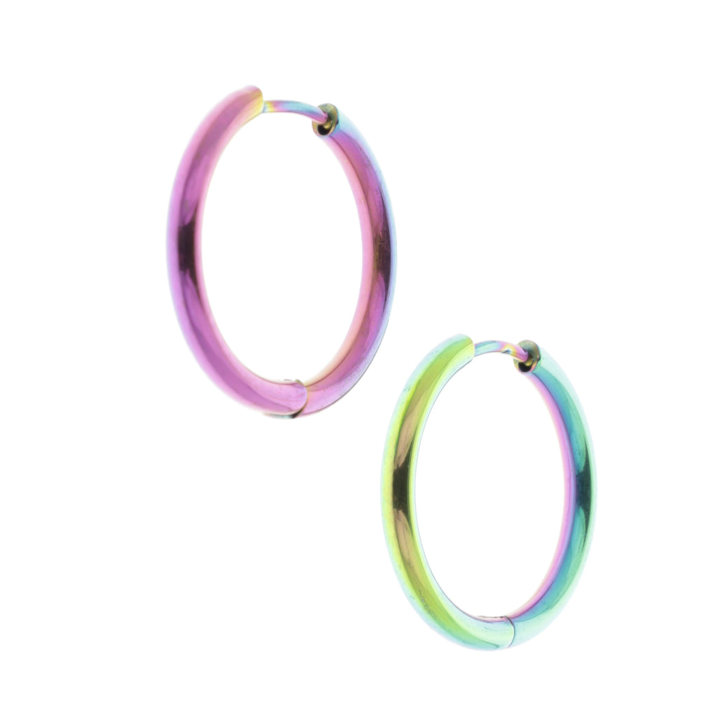 21mm Stainless Steel Rainbow Hoop Earrings