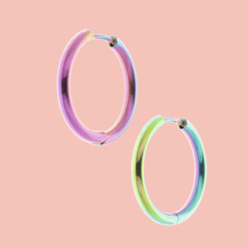 21mm Stainless Steel Rainbow Hoop Earrings