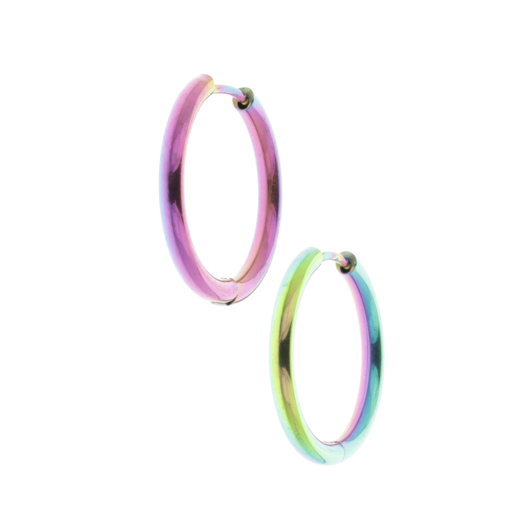 21mm Stainless Steel Rainbow Hoop Earrings