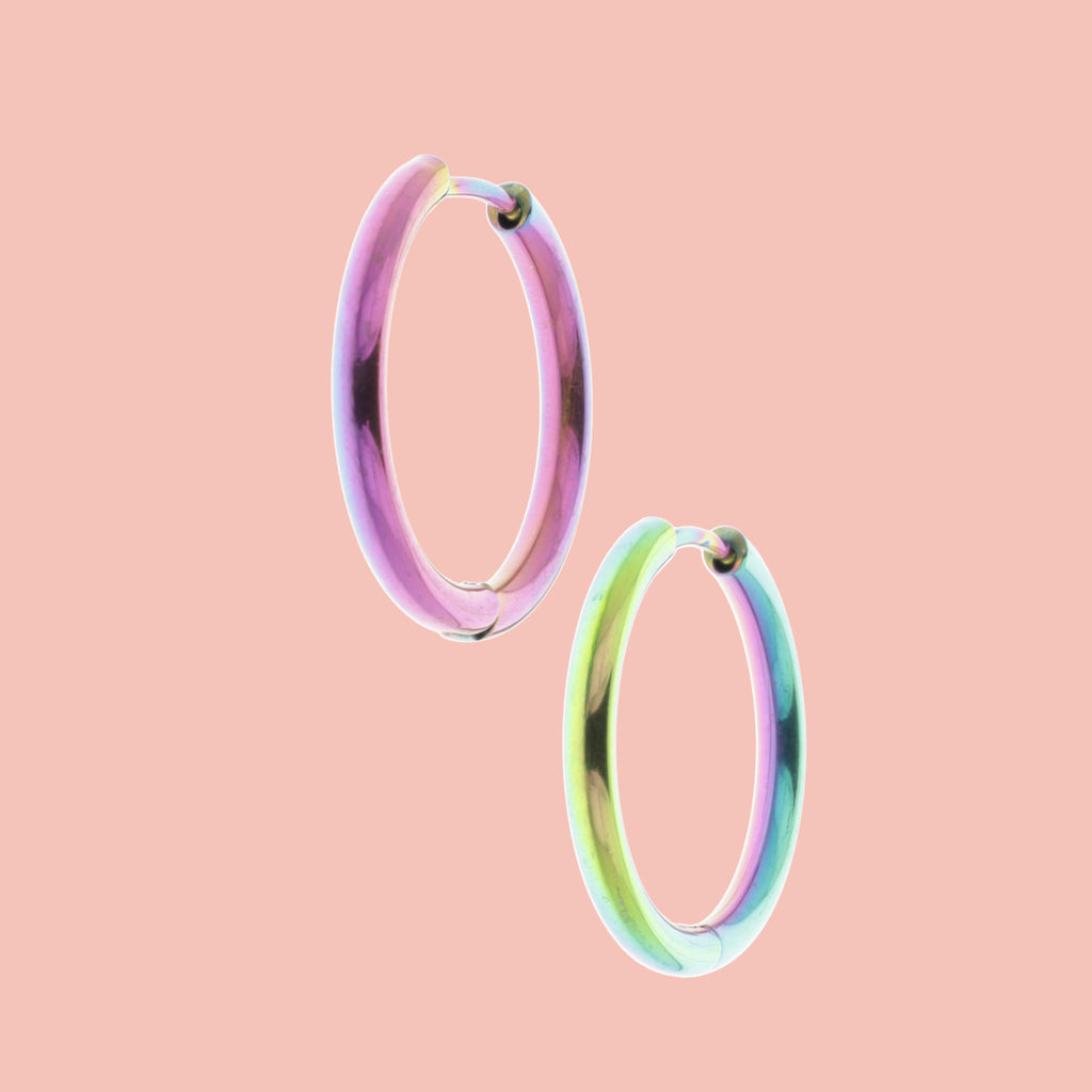 21mm Stainless Steel Rainbow Hoop Earrings