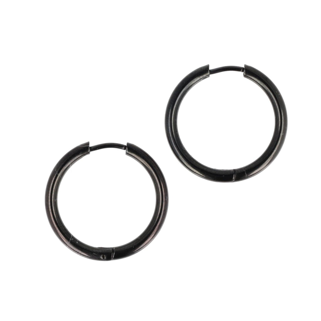 23mm Stainless Steel Hoop Earrings (Black)