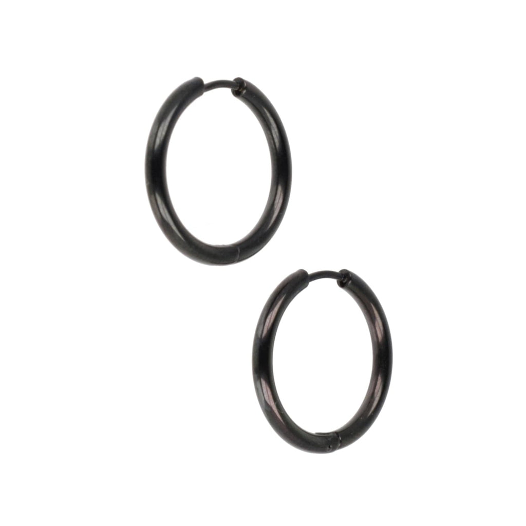 23mm Stainless Steel Hoop Earrings (Black)