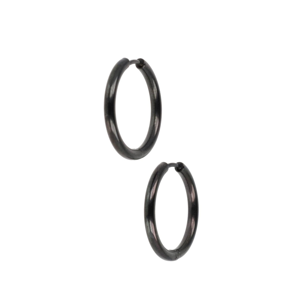 23mm Stainless Steel Hoop Earrings (Black)