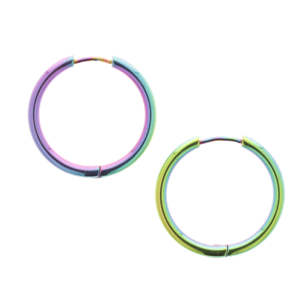 25mm Stainless Steel Rainbow Hoop Earrings