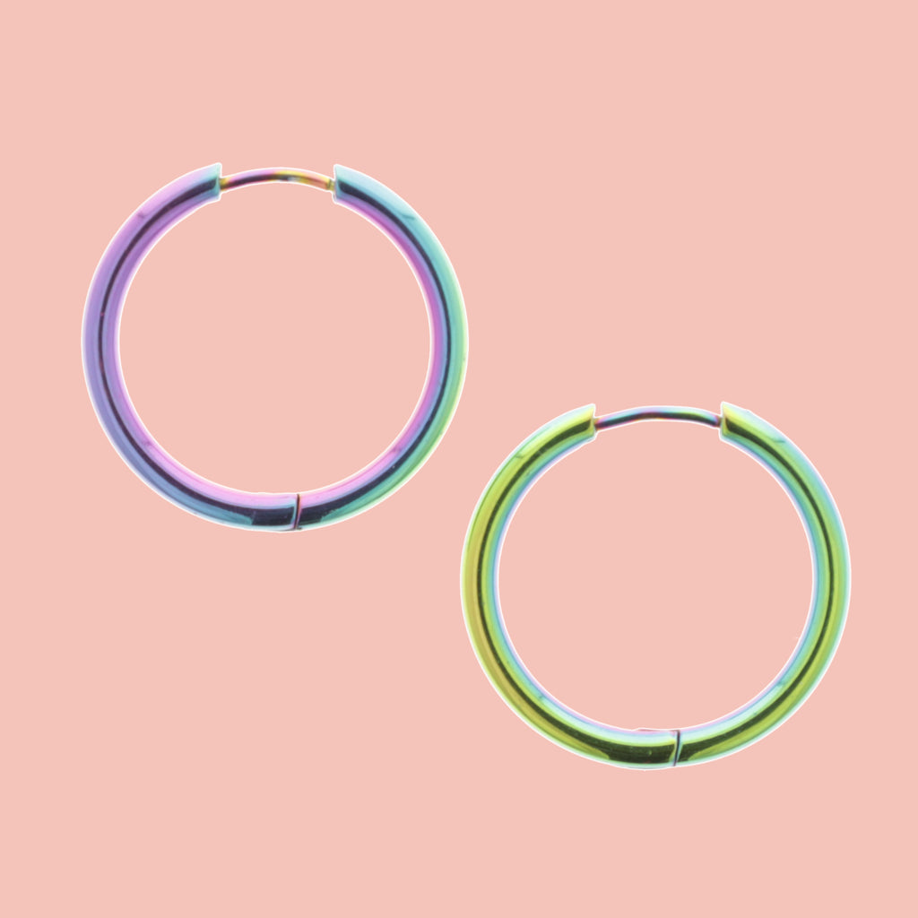 25mm Stainless Steel Rainbow Hoop Earrings