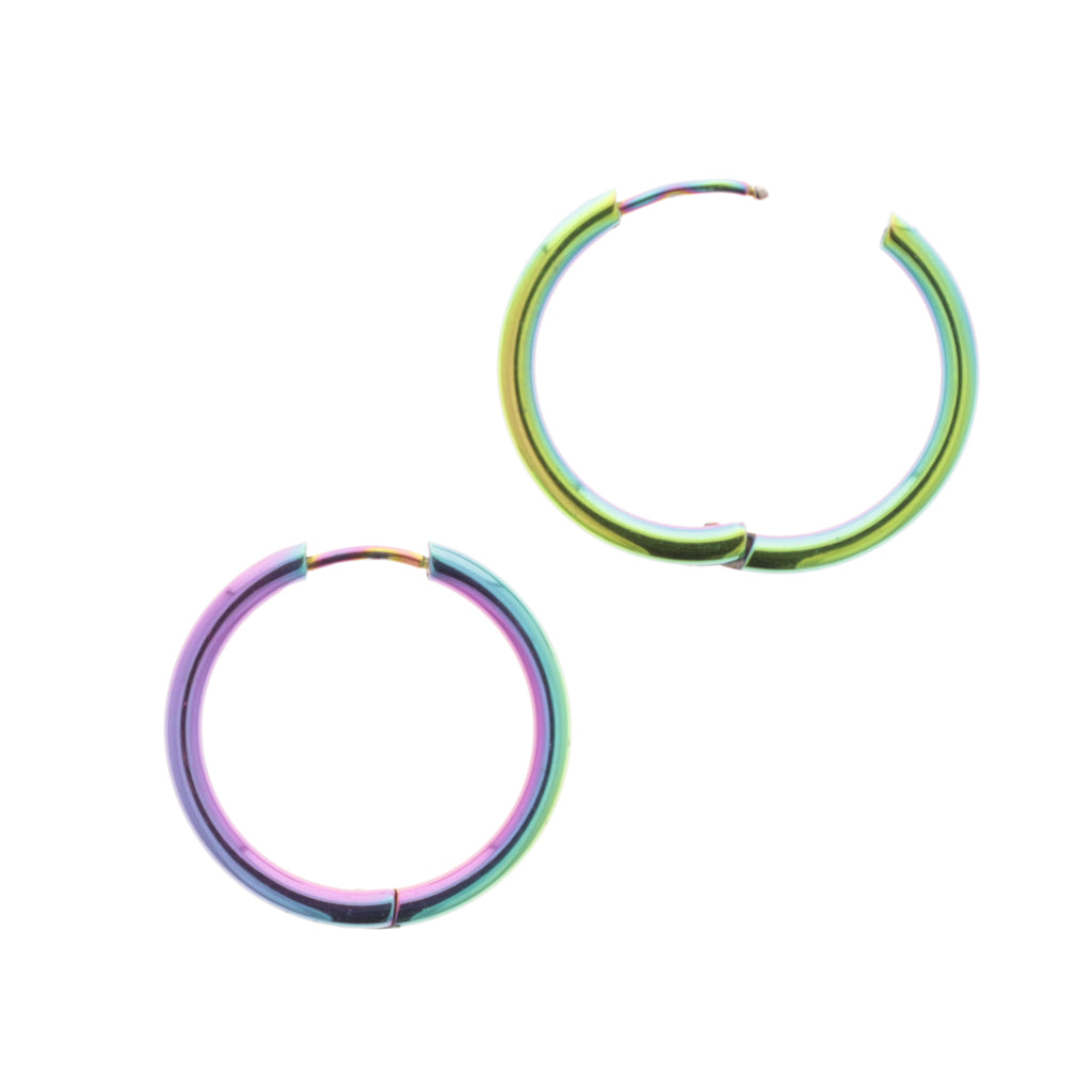 25mm Stainless Steel Rainbow Hoop Earrings