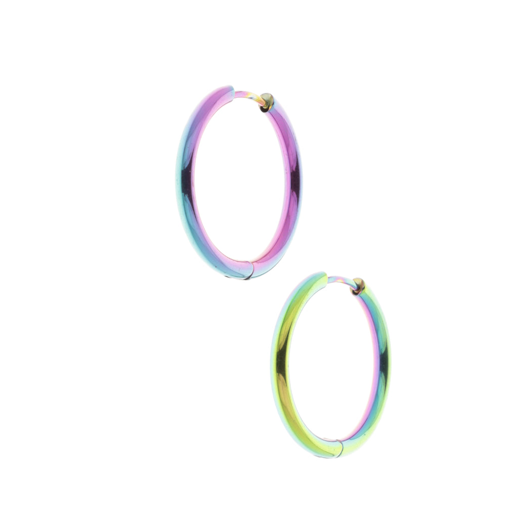 25mm Stainless Steel Rainbow Hoop Earrings