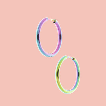 25mm Stainless Steel Rainbow Hoop Earrings