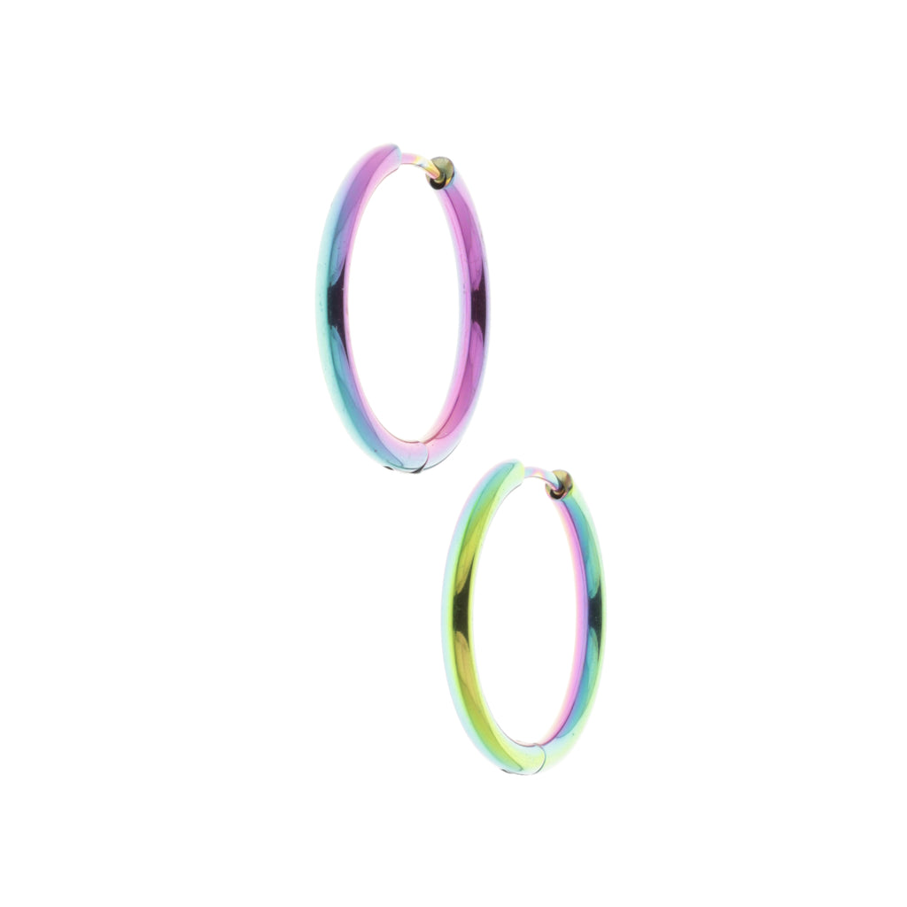 25mm Stainless Steel Rainbow Hoop Earrings