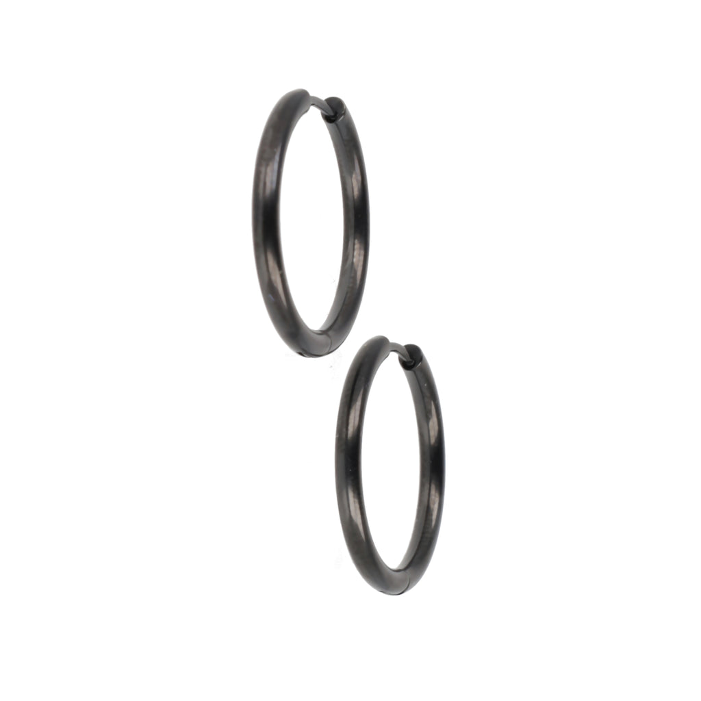 25mm Stainless Steel Hoop Earrings (Black)