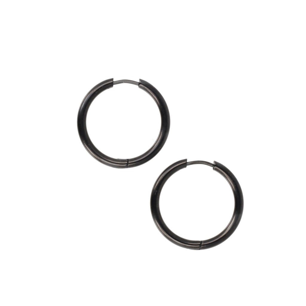 25mm Stainless Steel Hoop Earrings (Black)