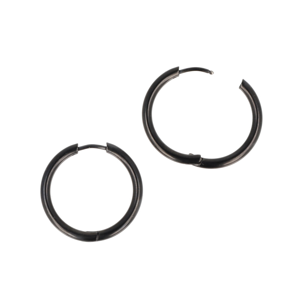 25mm Stainless Steel Hoop Earrings (Black)