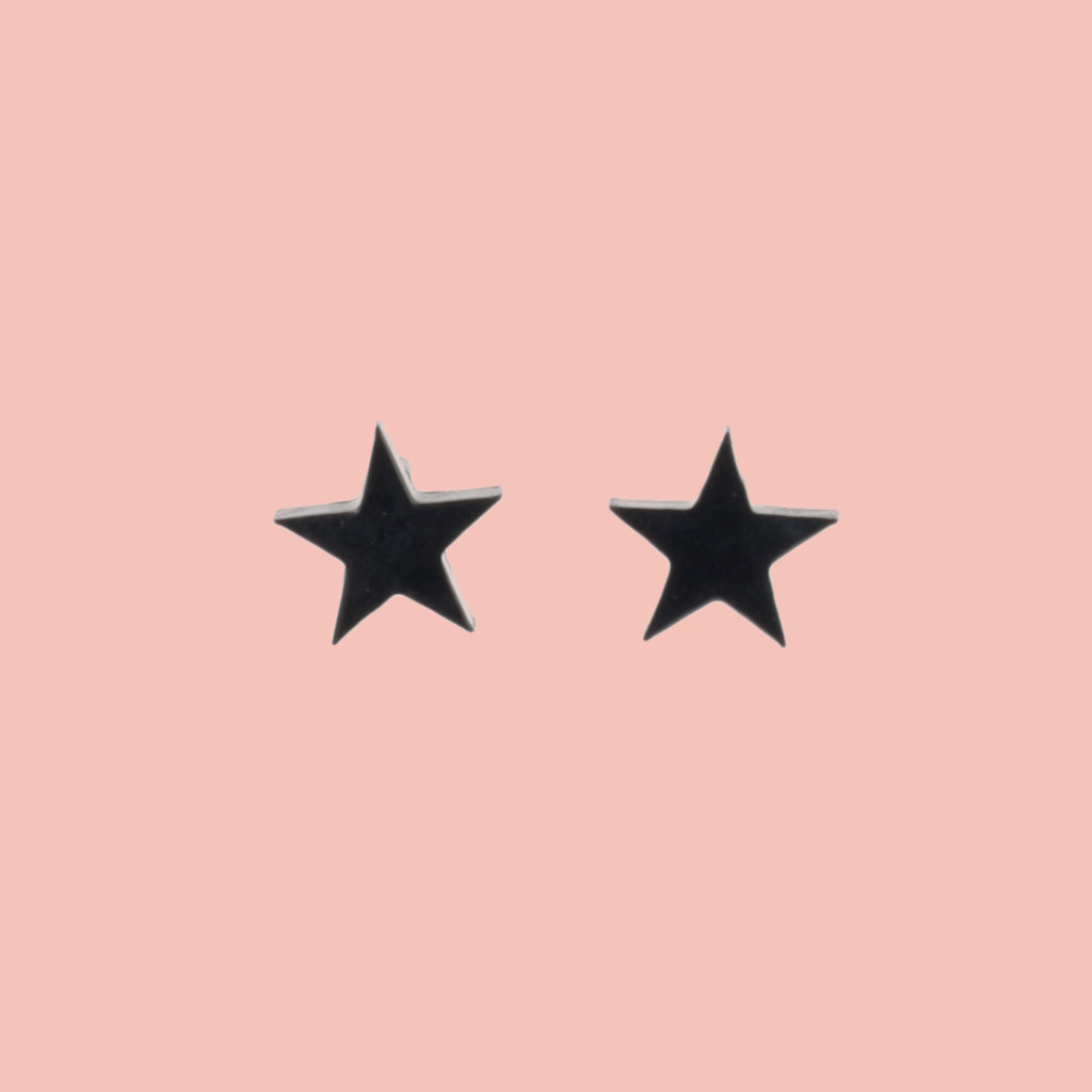 ﻿Black stainless steel studs in the shape of a star