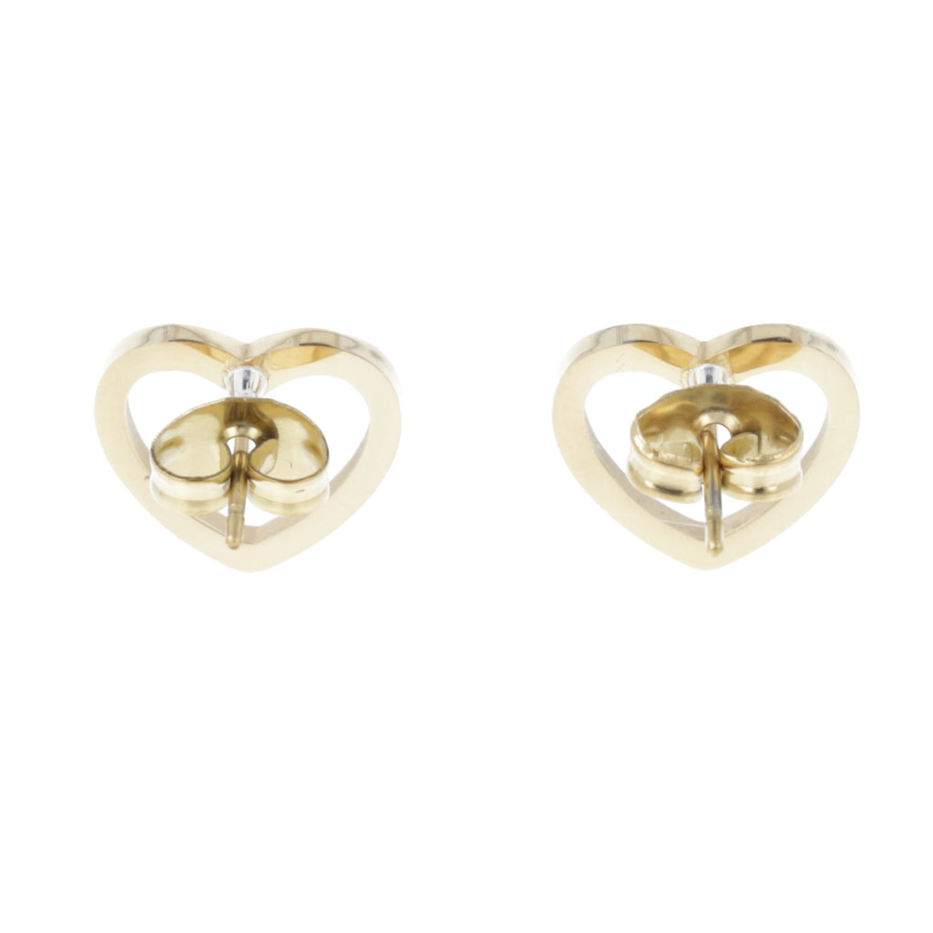 Gold plated stainless steel cut out heart cookie cutter style stud earrings