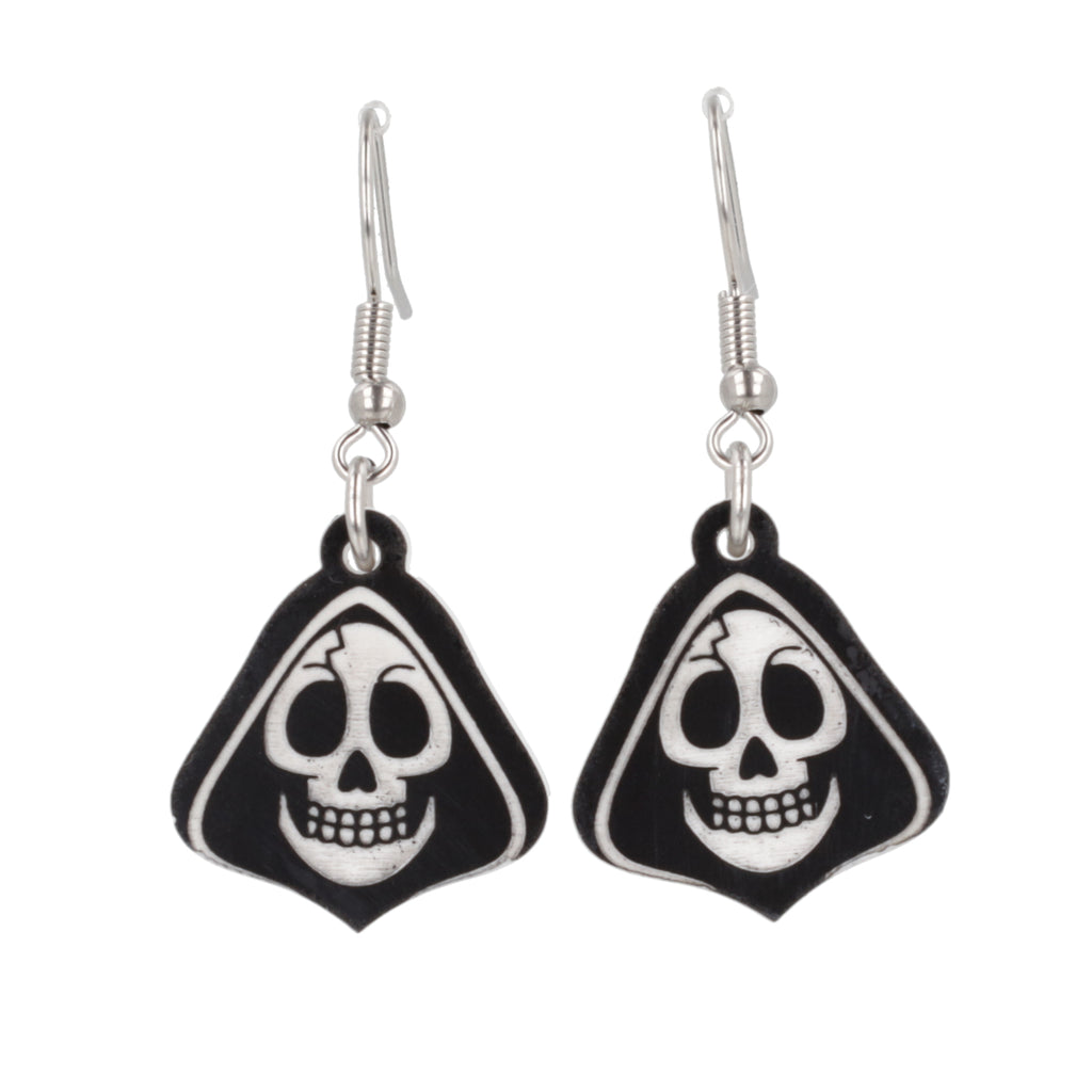 black grim reaper charms on stainless steel earwires