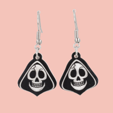 black grim reaper charms on stainless steel earwires
