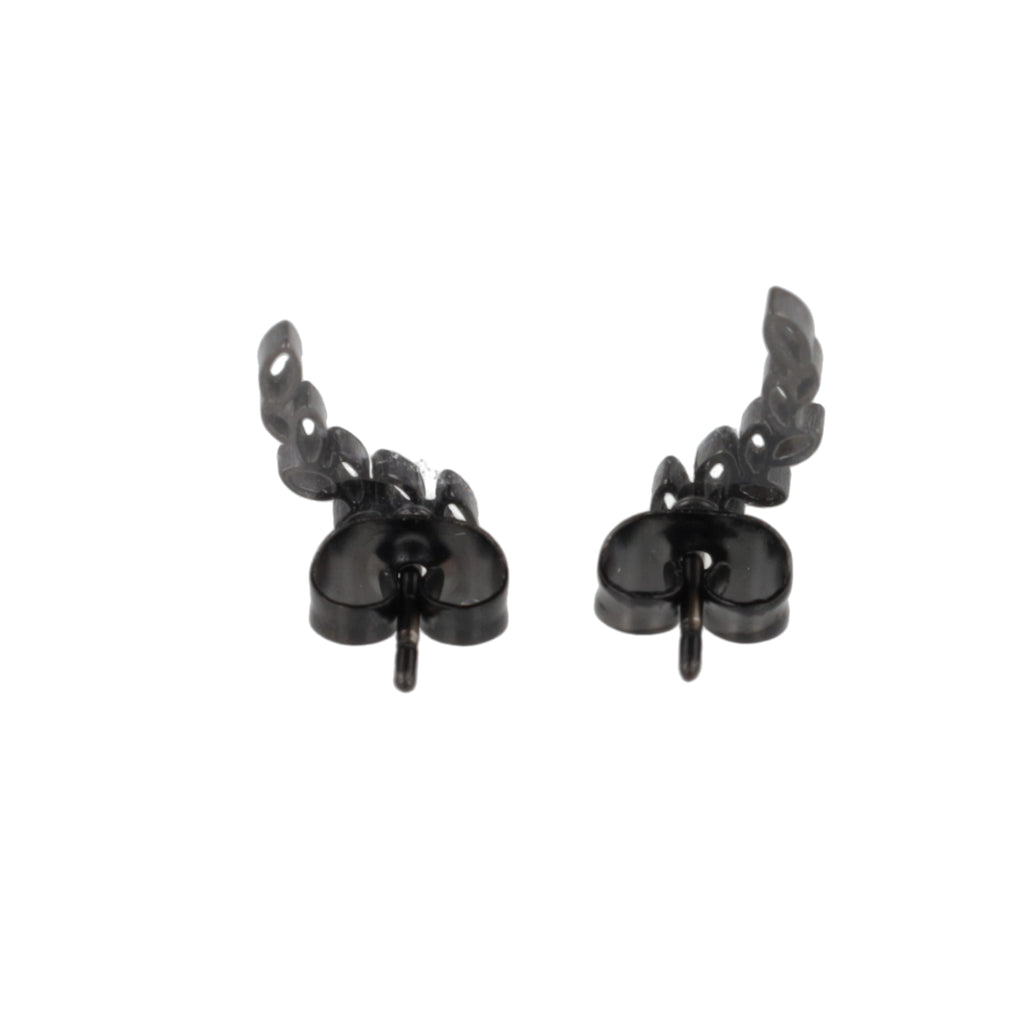 Black stainless steel cut out fern studs