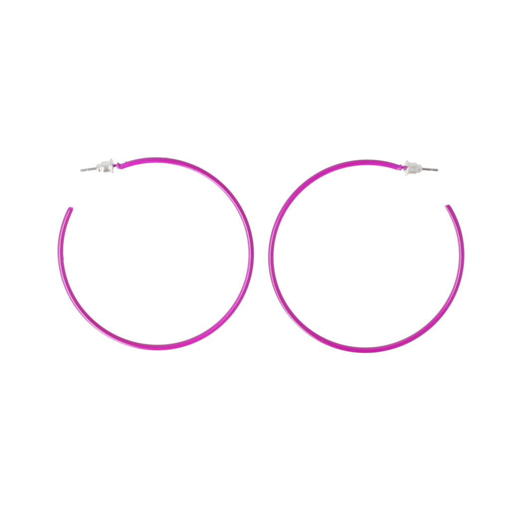 Stainless steel purple hoop earrings