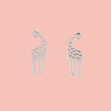 Stainless steel stud earrings in the shape of a giraffe 