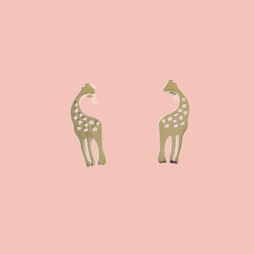 Gold plated stainless steel studs in the shape of a giraffe