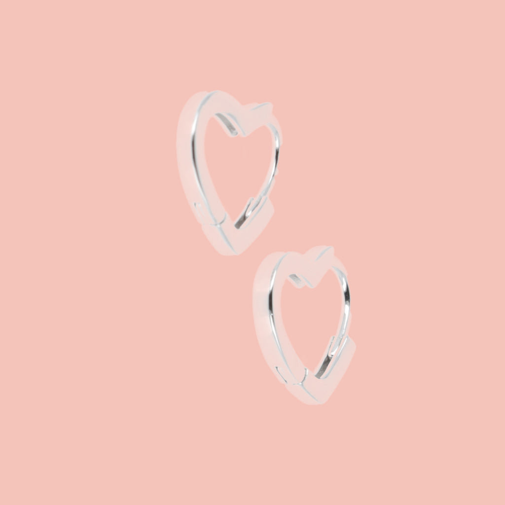 Sterling silver heart hoops