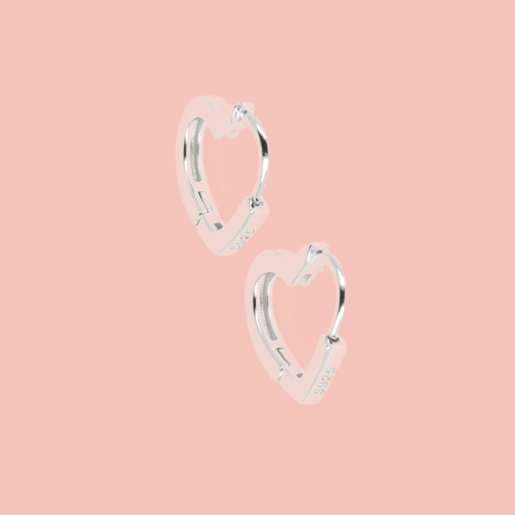 Sterling silver heart hoops