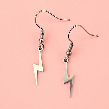 Fully stainless steel lightning bolt charms on stainless steel earwires