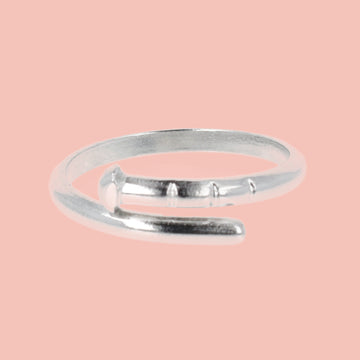 Stainless steel ring in the shape of a nail with a loop dee loop design