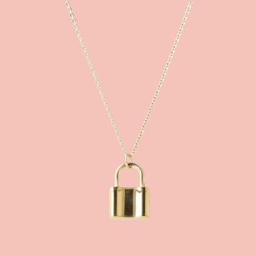 Gold plated stainless steel chain with a gold padlock pendant