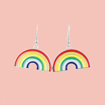 Rainbow charms on stainless steel earwires