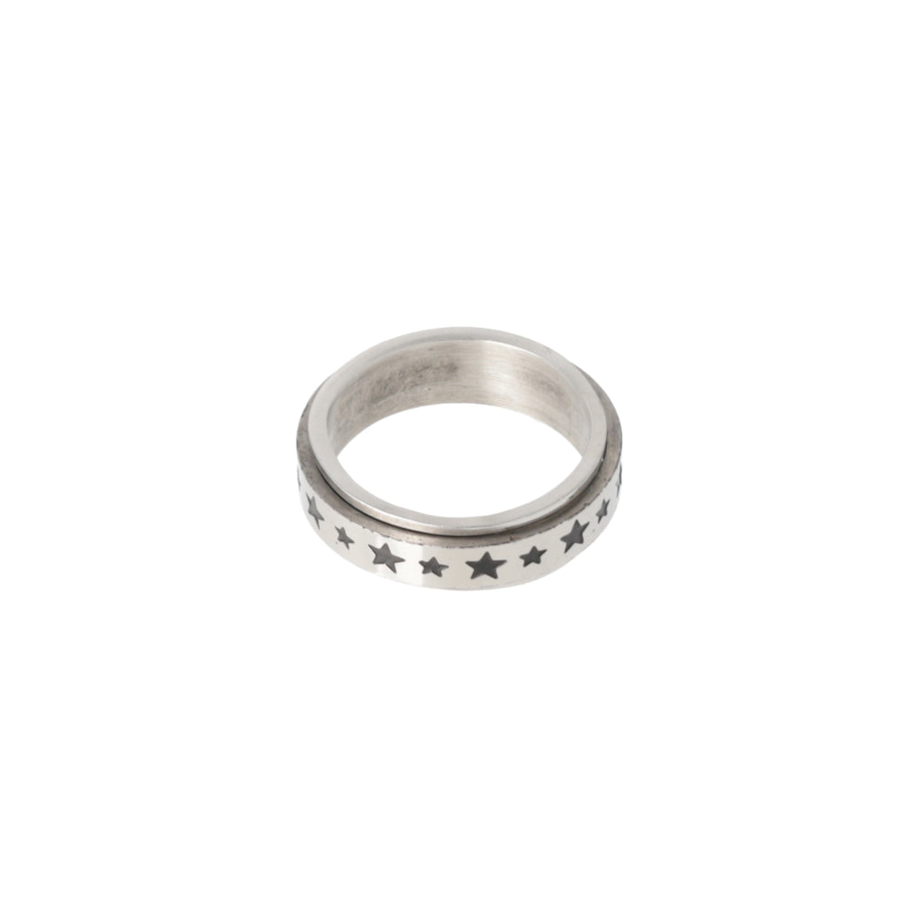 Titanium spinny ring with black stars on