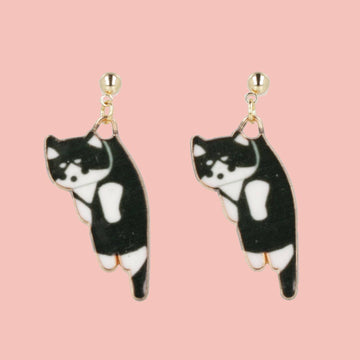 Black & White Cat Earrings (Gold Plated) - Sour Cherry